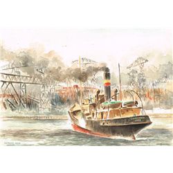 Dan Rainey (fl.1930s) - HISTORICAL BELFAST MARITIME AND SHIPPING WATERCOLOURS AND PEN AND INK DRAWIN
