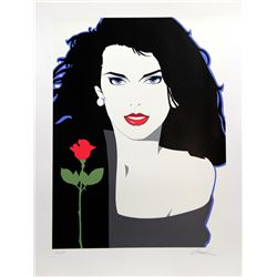 Roy Besser, Woman with Red Rose, Silkscreen