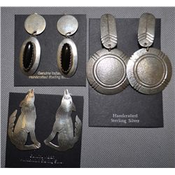 THREE PAIR NAVAJO EARRINGS