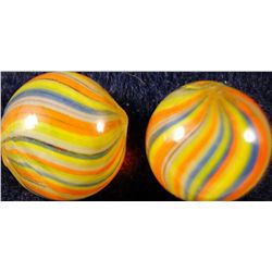 Marbles: Lot 8. Matched Pair Joseph Coat Swirls. 17/32" & 9/16". Mint 9.9.