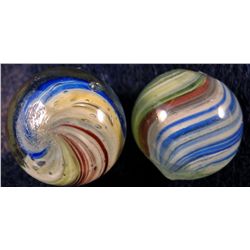 Marbles: Lot 29. Matched Pair 4-Panel Onionskins. 9/16". Mint 9.8.