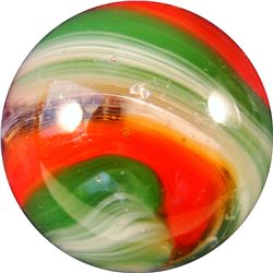 Marbles: Lot 31. Akro Agate. Red/Green Popeye Corkscrew. 19/32". NM+ 8.9.