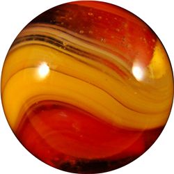 Marbles: Lot 33. Akro Agate. Red/Yellow Popeye Corkscrew. 21/32". Mint 9.7.