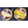 Image 1 : Marbles: Lot 65. Swirl. 2 Divided Cores. Matched. 3/4" & 13/16". Mint 9.8.
