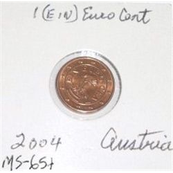 2004 AUSTRIA 1 EURO CENT COIN *RARE HARD TO FIND MS-65+ HIGH GRADE* COIN CAME OUT OF PRIVATE COLLECT