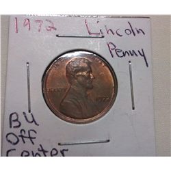 1972 BU **Off Center** Lincoln Cent