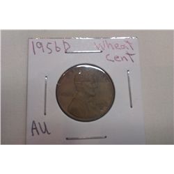 1956D AU Wheat Cent