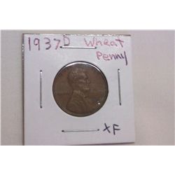 1937D XF Wheat Cent
