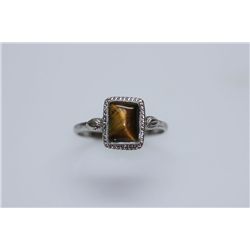 11.95 TIGER EYE RING .925 STERLING SILVER