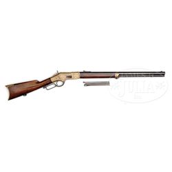 EXTRAORDINARILY RARE HERMAN LESLIE ULRICH SIGNED DELUXE ENGRAVED WINCHESTER MODEL 1866 LEVER ACTION 