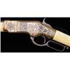Image 3 : ENGRAVED WINCHESTER MODEL 1866 SADDLE RING CARBINE WITH IVORY STOCK & FOREARM.