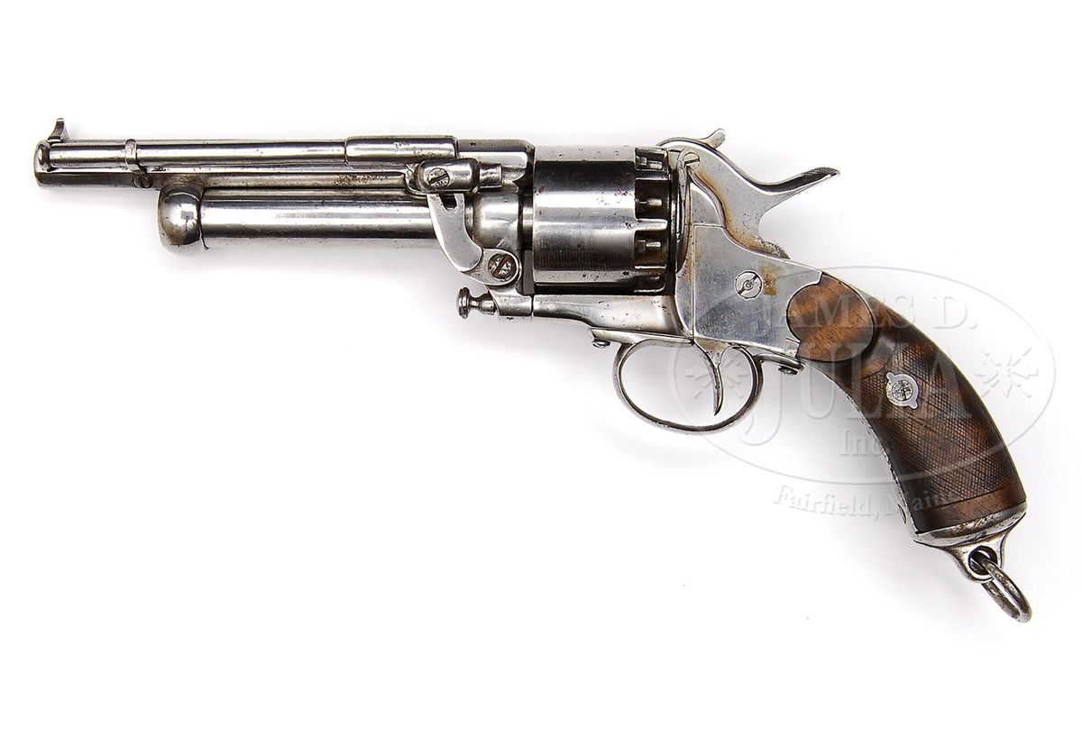 SCARCE VARIANT LONDON MADE LEMAT GRAPESHOT PERCUSSION REVOLVER.