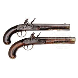 PAIR OF PHILADELPHIA JACOB KUNZ(1780-1876) SIGNED FLINTLOCK PISTOLS.