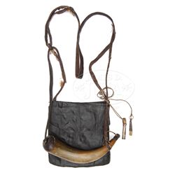 SCARCE EARLY LEATHER POSSIBLES BAG & POWDER HORN.