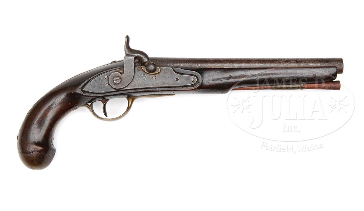 NORTH MODEL 1808 NAVY FLINTLOCK PISTOL CONVERTED TO PERCUSSION.