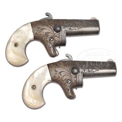 PAIR OF NATIONAL ARMS CO. BROOKLYN, N.Y. SHORT BARREL IRON FRAME DERINGERS.