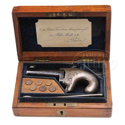 EXCEPTIONAL BRITISH PROOFED 1ST MODEL COLT DERINGER IN ITS ORIG OAK CASING