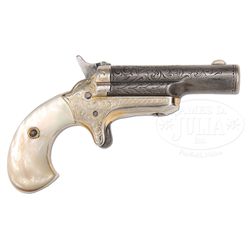 3RD MODEL 3RD VARIATION COLT DERINGER & ITS EXTREMELY RARE MOROCCAN LEATHER PIPE CASING.