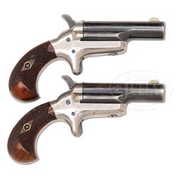 RARE CASED & MATCHED PAIR OF CONSECUTIVELY NUMBERED 3RD MODEL COLT DERINGERS WITH EXTREMELY FINE CHE