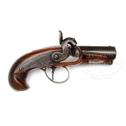 "ODD FELLOWS" MARKED DERRINGER STYLE PISTOL.
