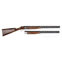 *BROWNING SUPERPOSED 20 GAUGE P 1 H SUPERLITE TWO BARREL SET BAERTEN ENGRAVED WITH CASE.