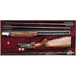 *EXCEPTIONAL JOSEPH FUGGER ENGRAVED REMINGTON MODEL 32 FOUR BARREL SET SKEET GUN WITH CASE.