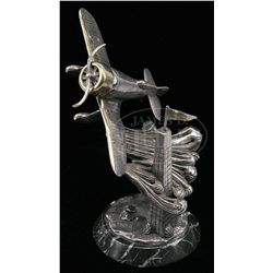 VERY RARE 1 OF 1 SOLID SILVER AVIATION ART SCULPTURE BY JOE ADAMS.