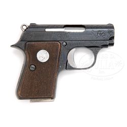 *RARE CASED FACTORY ENGRAVED COLT JUNIOR SEMI-AUTO PISTOL.