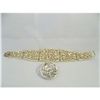 Image 2 : Floral Link Cuff Bracelet with Matching Broach  Vintage