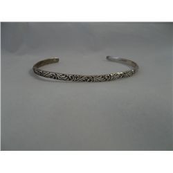 Sterling Silver Cuff Bracelet  Scroll Design   Vintage