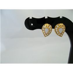 Pear Shaped  Opal and Crystal post earrings
