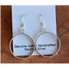 Image 1 : Native American Sterling Silver Dangle Earrings  Comes w Cert  1" Hoops