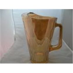 Amber Carnival Glass Pitcher Vintage