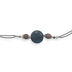 Double Strand Cord Fashion Bracelet with Jasper Beads and Dyed Stone