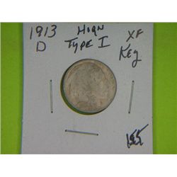 1913 D TYPE 1 BUFFALO NICKEL