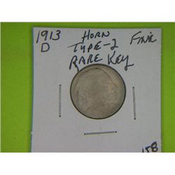 1913 D TYPE 2 BUFFALO NICKEL