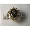 Image 1 : PLATNIUM OVERLAY SMOKEY QUARTZ CITRINE RING SIZE 8