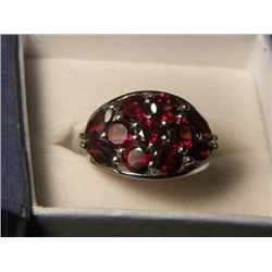 GARNET CLUSTER  RING SIZE 7