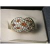 Image 1 : PLATNIUM OVERLAY SILVER CITRINE RING SIZE 8 WITH SIMULATED DIAMONDS