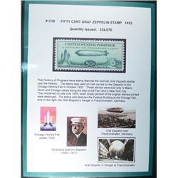 A 2 PIECErogress Graf Zeppelin 50 cent stamp  C18