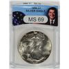 Image 1 : This is the 1986 US silver Eagle slabbed by ANACS as MS69 in a SPECIAL RONALD