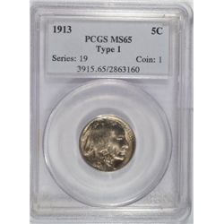 1913 T1 Buffalo nickel PCGS65  est $125-$135