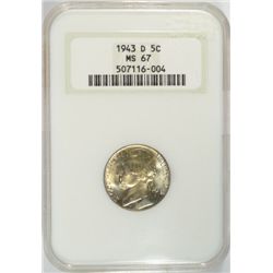 1943D silver Jefferson nickel NGC67  est $70-$75