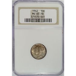 1942   Mercury dime NGC65FB  est $40--$45