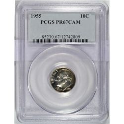 1955 proof  Roosevelt dime PCGS67CAM  est $40--$45