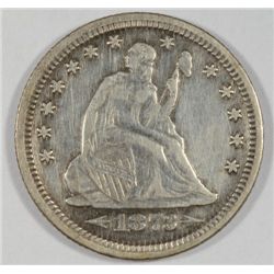 1873 arrows Seated Liberty quarter  VF/XF  est $65-$75