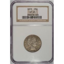 1913  Barber quarter  NGC45  est $325-$350