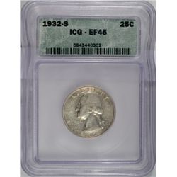 1932S Washington  quarter ICG45 just an XF  est $175-$180