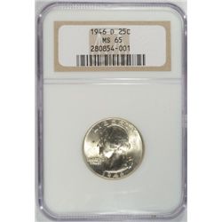 1946D Washington  quarter  NGC65  est $35-$40