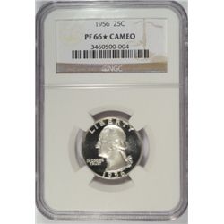 1956 proof Washington  quarter  NGC66 STAR CAMEO  est $50-$55